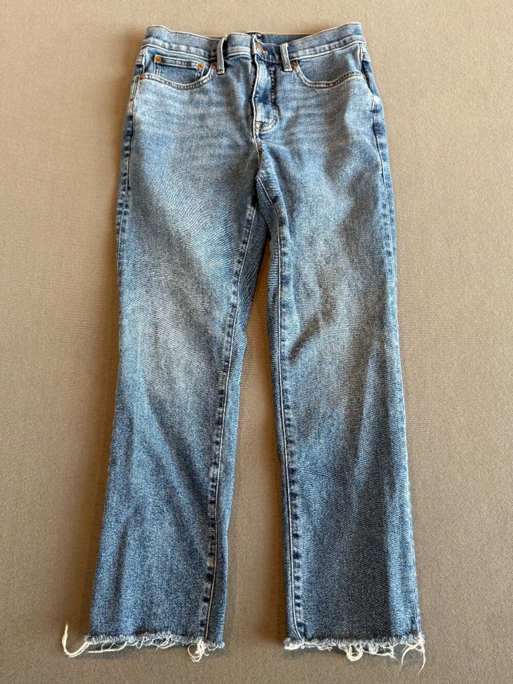 J.Crew Essential Straight Jeans Light Wash Raw Hem Size 27